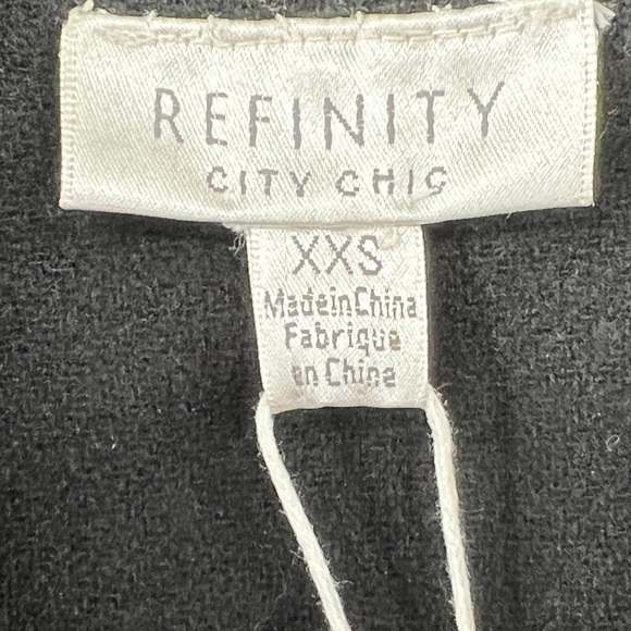 City Chic Refinity Coat Sophisticated in Black Size XXS/12 NWT - Picture 6 of 7